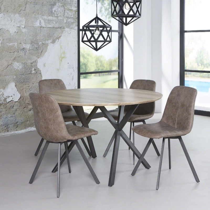 3d rundt spisebord antik eg look, ø 120 cm. spiseborde i laminat ...