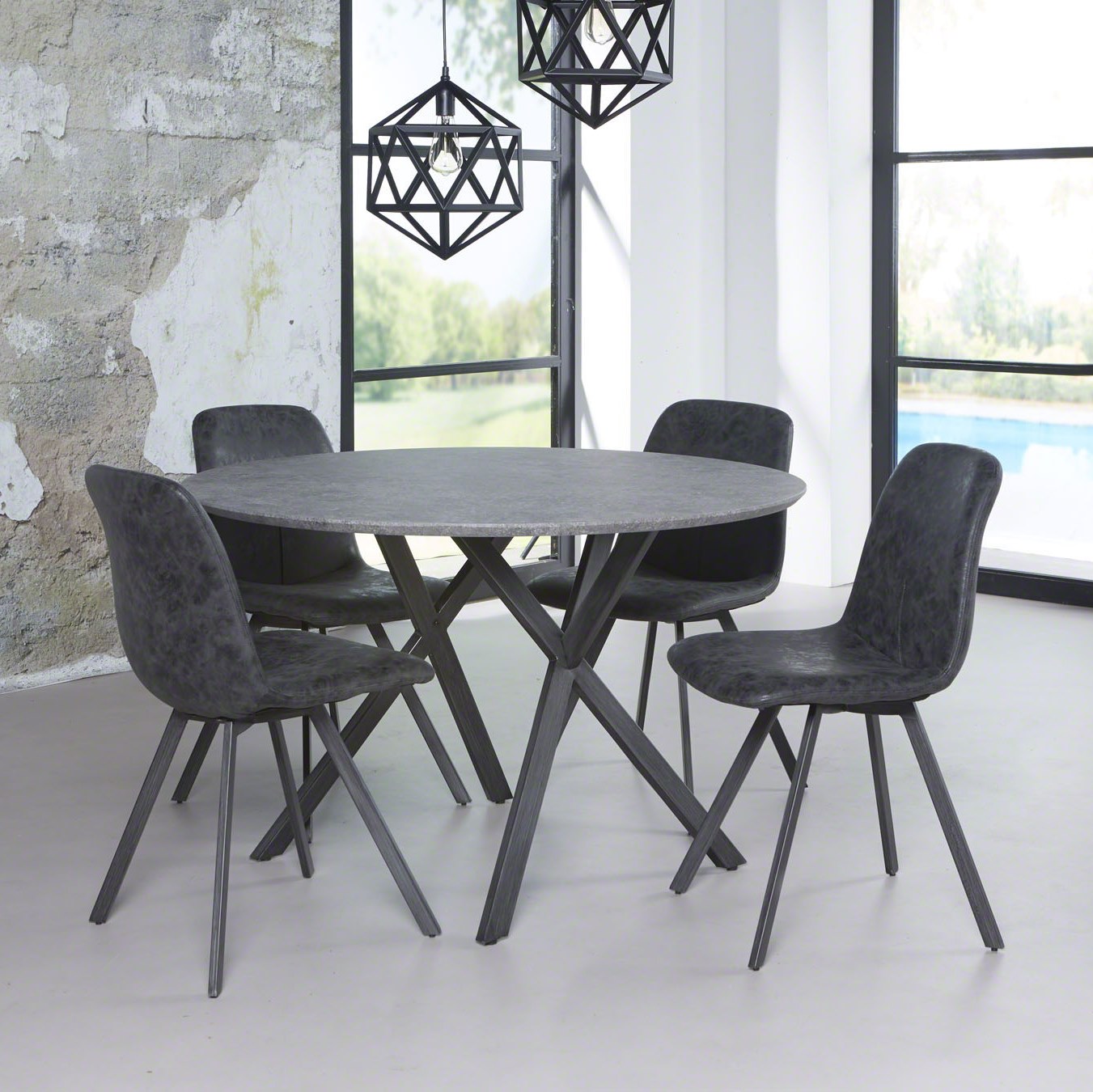 3d rundt spisebord beton look, ø 120 cm. spiseborde i laminat og ...