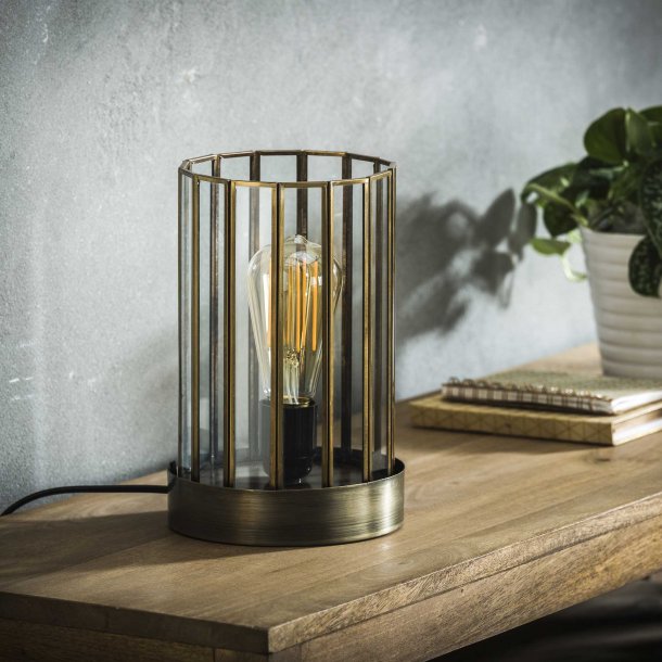 Jail Bordlampe i glas og antik bronce Jail Bordlampe i glas og antik bronce